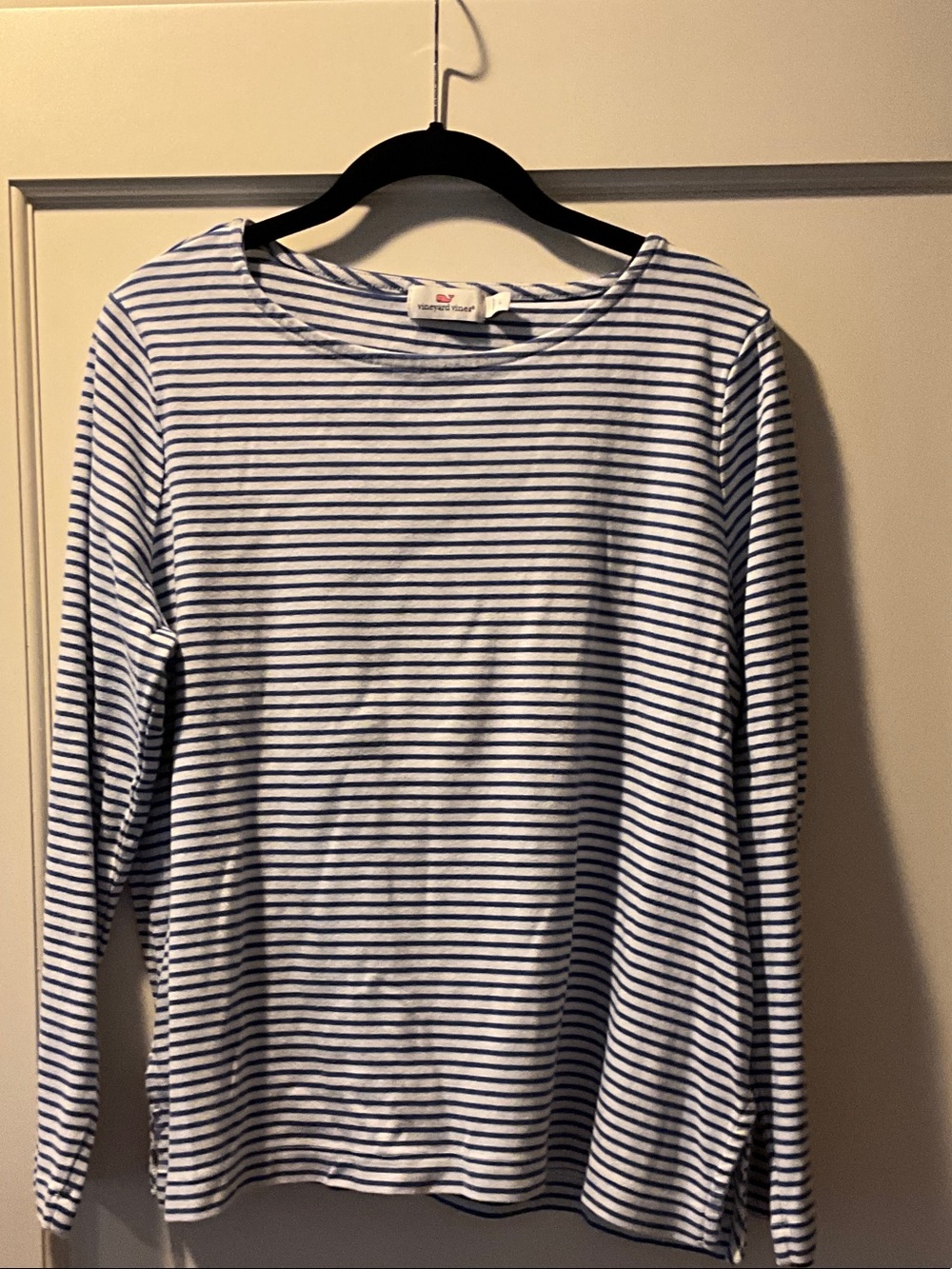 Vineyard Vines Navy and White Striped Long-Sleeve Tee